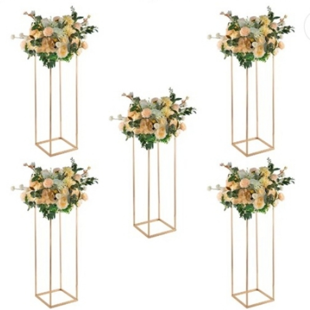 FULLVASEER Gold Metal Flower Vase Stands for Weddings or Party or Home 4 NWT